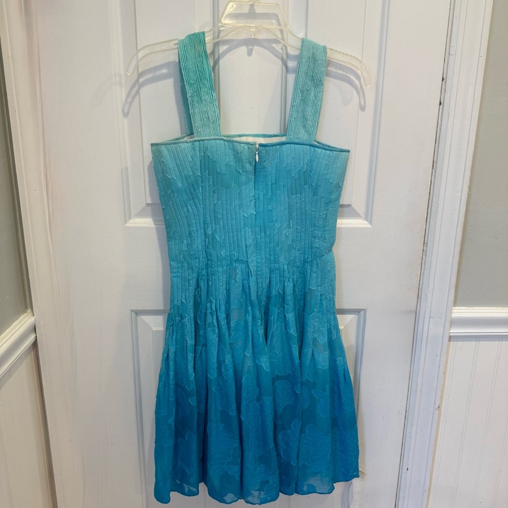 Diane Von Furstenberg Lesly Sky Ombre Pleated Chiffon Fit Flare Dress 6 Fairy - Picture 4 of 12